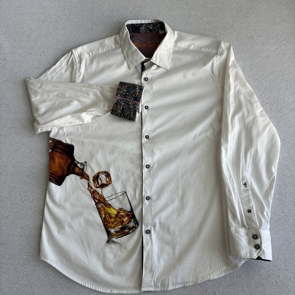 Robert Graham "On The Rocks" Long Sleeve White Shirt 2XL XXL Clean No Stains